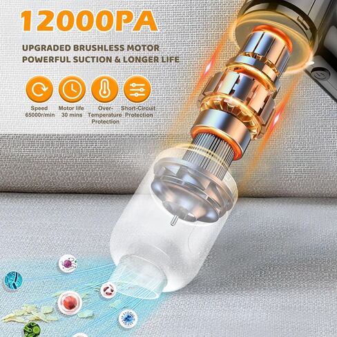 FEIMUOSI مكنسة كهربائية للسيارة عالية الطاقة - 3 في 1 12000PA محرك بدون فرشاة مكنسة كهربائية محمولة للسيارة مكنسة كهربائية صغيرة محمولة للسيارة اللاسلكية مكنسة كهربائية للسيارة شفط قوي لشعر الحيوانات الأليفة على لوحة المفاتيح in Kuwait