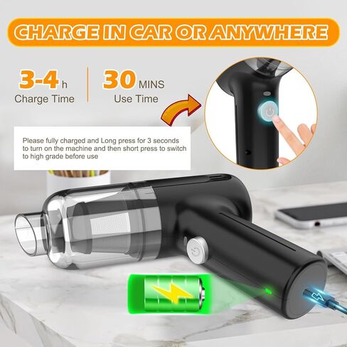 FEIMUOSI مكنسة كهربائية للسيارة عالية الطاقة - 3 في 1 12000PA محرك بدون فرشاة مكنسة كهربائية محمولة للسيارة مكنسة كهربائية صغيرة محمولة للسيارة اللاسلكية مكنسة كهربائية للسيارة شفط قوي لشعر الحيوانات الأليفة على لوحة المفاتيح in Kuwait