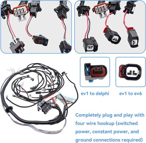 تم تحديث T56 DBC مجموعة أسلاك المحرك المستقلة، متوافقة مع T56 TH400 TH350 700R4 200-4R، لـ DBC LS1 Standalone Harness 4.8 5.3 6.0 1997-2006 القيادة بواسطة كابل EV1 حاقن الوقود in Kuwait