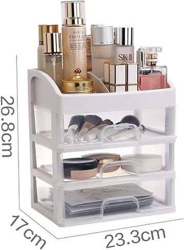 Desktop 3 Drawer Organizer, Transparent Plastic Drawer Storage Cabinet Portable Multilayer Shelf Storage Box Waterproof Storage Case for Home Office Bedroom Kichen in Saudi Arabia