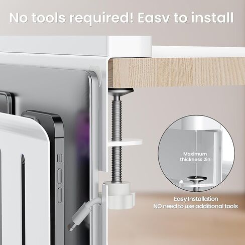 مساحة تخزين جانبية للمكتب - قم بتنظيم أساسيات مكتبك المنزلي باستخدام حامل الكمبيوتر المحمول الموجود أسفل المكتب ومنظم المكتب المعلق (أسود) in Kuwait