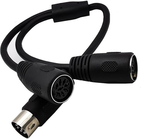 كابل MIDI DIN 8-Pin Plug 1 ذكر إلى 2 أنثى مقسم Y MIDI كابل 8 دبوس محول جاك للوحة مفاتيح MIDI، البيانو الكهربائي، الجيتار وغيرها. (30 سم/1 قدم) in Saudi Arabia