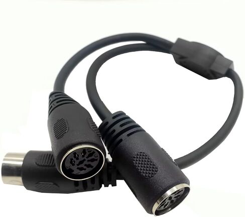كابل MIDI DIN 8-Pin Plug 1 ذكر إلى 2 أنثى مقسم Y MIDI كابل 8 دبوس محول جاك للوحة مفاتيح MIDI، البيانو الكهربائي، الجيتار وغيرها. (30 سم/1 قدم) in Saudi Arabia