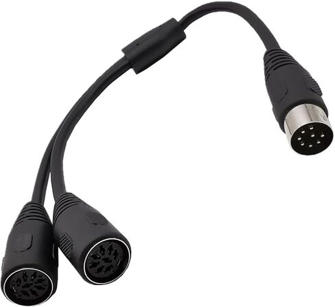 كابل MIDI DIN 8-Pin Plug 1 ذكر إلى 2 أنثى مقسم Y MIDI كابل 8 دبوس محول جاك للوحة مفاتيح MIDI، البيانو الكهربائي، الجيتار وغيرها. (30 سم/1 قدم) in Saudi Arabia