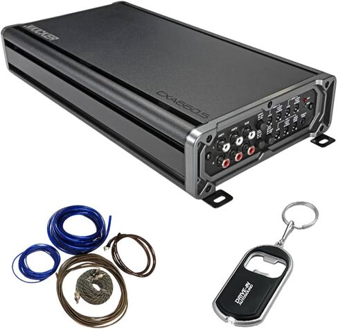 مضخم صوت السيارة Kicker CX Series 46CXA6605T ذو 5 قنوات مع مجموعة الأسلاك والأجهزة الفرعية M10AK4B وسلسلة مفاتيح DIAS in Saudi Arabia