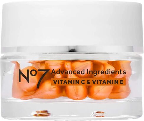 No7 Advanced Ingredients Vitamin C & Vitamin E Capsules - Potent Vitamin C Serum Capsules with Vitamin E for Hydration - Dark Spot Corrector for Daily Use (30 Count) in Saudi Arabia