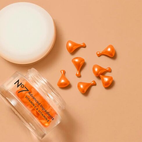 No7 Advanced Ingredients Vitamin C & Vitamin E Capsules - Potent Vitamin C Serum Capsules with Vitamin E for Hydration - Dark Spot Corrector for Daily Use (30 Count) in Saudi Arabia