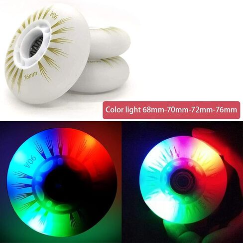 8 Pcs Inline Skate Wheels with 16 Bearings LED Light Up Wheels Indoor Outdoor Roller Skate Wheels in Kuwait
