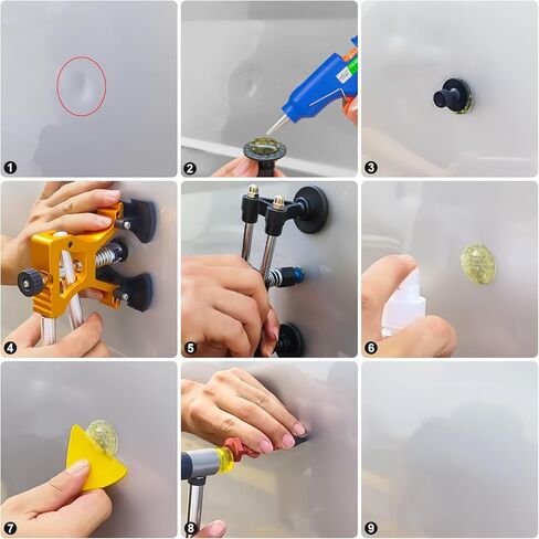 أداة سحب دنت - 53 قطعة أداة سحب انبعاجات السيارة، أداة سحب انبعاجات السيارة، مجموعة أدوات سحب دنت مع جسر مزدوج القطب لإصلاح انبعاجات السيارة وإزالة انبعاجات الأسطح المعدنية in Kuwait