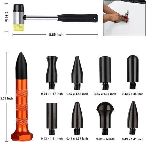أداة سحب دنت - 53 قطعة أداة سحب انبعاجات السيارة، أداة سحب انبعاجات السيارة، مجموعة أدوات سحب دنت مع جسر مزدوج القطب لإصلاح انبعاجات السيارة وإزالة انبعاجات الأسطح المعدنية in Kuwait