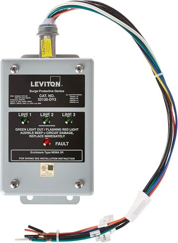 Leviton 32120-DY3 120/208 فولت 3 مراحل واي أو دلتا، لوحة زيادة التيار، متوافقة مع DHC وX10، 80Ka L-N Max Surge Current in Kuwait