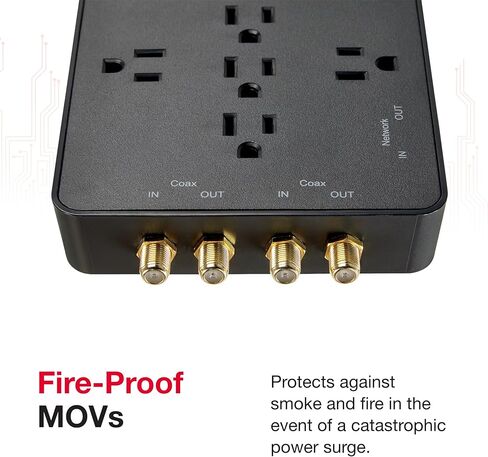 Rocketfish 12-Outlet/2-USB Surge Protector Strip - Provides Protection & Convenient Mobile Phone Charging - Black in Kuwait