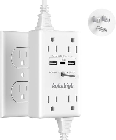 موسع منفذ الحائط مع منافذ USB، منفذ حماية الطفرة 1680J، مقابس متعددة في منفذ واحد مع برغي، مؤشر LED، مقسم منافذ كهربائية 1875 وات لمطبخ مكتب غرفة النوم، مدرج في قائمة ETL in Saudi Arabia