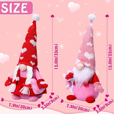 quescu 2PCS مضاءة عيد الحب التماثيل القطيفة، تضيء عيد الحب التماثيل الديكور الهدايا بالنسبة له، علبة الطبقات ديكور حزب ديكور المنزل الجدول in Kuwait