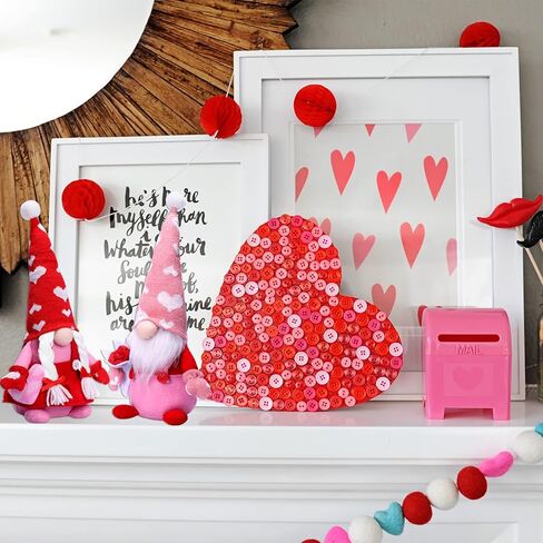 quescu 2PCS مضاءة عيد الحب التماثيل القطيفة، تضيء عيد الحب التماثيل الديكور الهدايا بالنسبة له، علبة الطبقات ديكور حزب ديكور المنزل الجدول in Kuwait