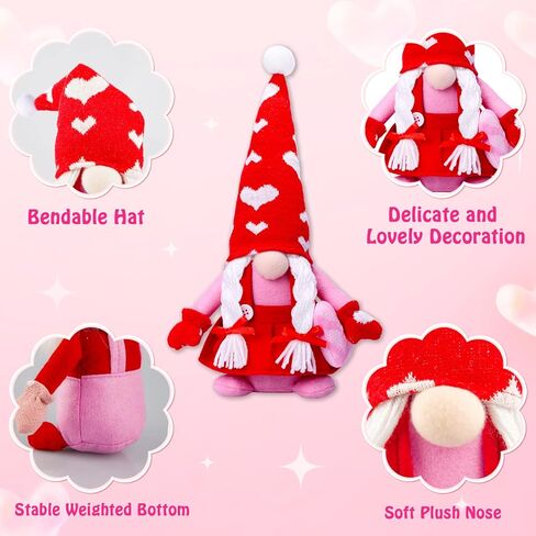 quescu 2PCS مضاءة عيد الحب التماثيل القطيفة، تضيء عيد الحب التماثيل الديكور الهدايا بالنسبة له، علبة الطبقات ديكور حزب ديكور المنزل الجدول in Kuwait