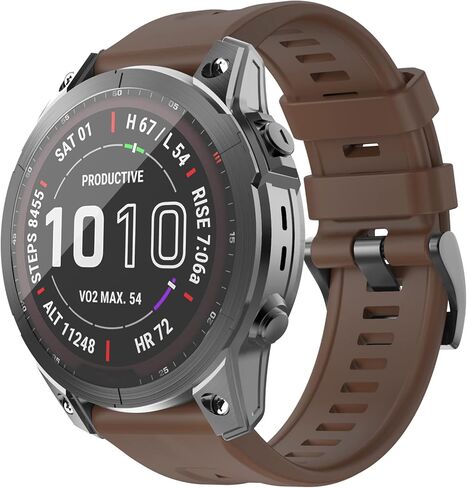 OVERSTEP متوافق مع سوار ساعة Fenix ​​7، حزام ساعة من السيليكون الناعم بعرض 22 مم لساعة Garmin Fenix ​​5/Fenix ​​5 Plus/Fenix ​​6/Fenix ​​6 Pro الذكية (بني) in Saudi Arabia