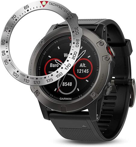Stainless Steel Bezel Ring Compatiable with Garmin Fenix 5X Watch Bezel Ring Adhesive Cover Anti Scratch & Collision Protector for Garmin Watch Accessory (Black - Not Fit Fenix 5 / 5X Plus) in Saudi Arabia