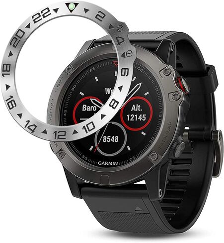 Stainless Steel Bezel Ring Compatiable with Garmin Fenix 5X Watch Bezel Ring Adhesive Cover Anti Scratch & Collision Protector for Garmin Watch Accessory (Black - Not Fit Fenix 5 / 5X Plus) in Saudi Arabia