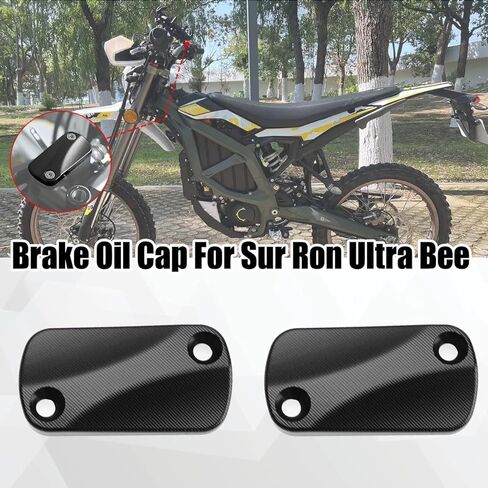 2Pcs Motorcycle Brake Fluid Reservoir Cover Cap,CNC Aluminum Anti-rust Durable Brake Oil Cap for Sur Ron Ultra Bee Dirt Bike Accessories (Black) in Saudi Arabia