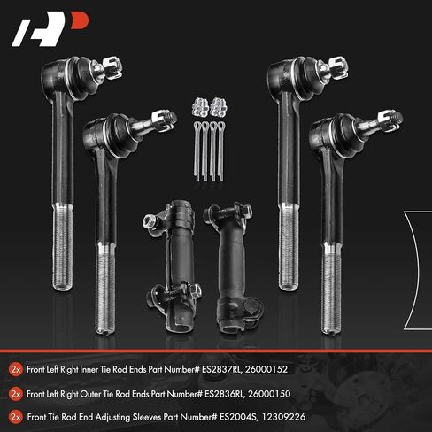 A-Premium Set of 6, Front Inner Outer Tie Rod End & Adjusting Sleeves, Compatible with Chevrolet & GMC - 1988-2002 - Tahoe, Express 1500/2500/3500, Yukon, Savana 1500/2500/3500, C1500/2500/3500 in Saudi Arabia