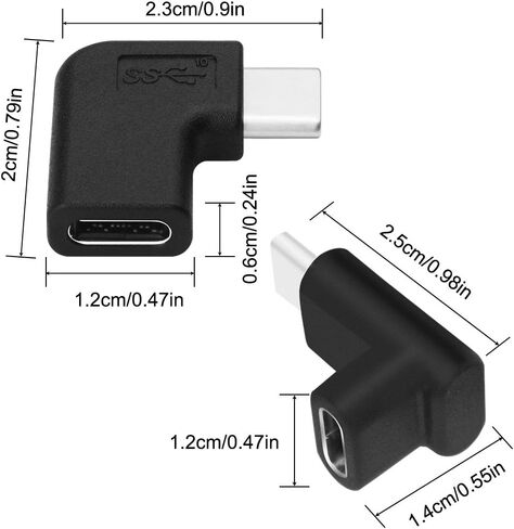 AFUNTA 90 Degree USB C Type C Male to Female Adapter, Right & Left and Upward & Downward Angled 90 Degree USB-C USB 3.1 Type-C Male to Female Extension Adapter for Laptop & Tablet & Mobile Phone in Saudi Arabia