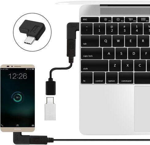 AFUNTA 90 Degree USB C Type C Male to Female Adapter, Right & Left and Upward & Downward Angled 90 Degree USB-C USB 3.1 Type-C Male to Female Extension Adapter for Laptop & Tablet & Mobile Phone in Saudi Arabia