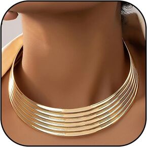 Long tiantian Chunky Gold Necklace Gold Statement Necklace for Women Dainty Choker Necklaces for Woman Exaggerated Ethnic Big Statement Necklaces Trendy for Women 2025