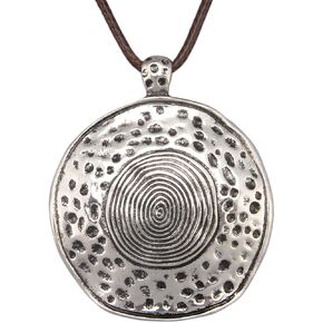 Long Boho Necklaces for Women Vintage Leather Wooden Pendant Y Choker Ethnic Style Gold Circle Hippie Sweater Necklace