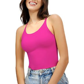 Artdear Womens Scoop Neck Camisole - مزدوج الخزان المبطن أعلى السباغيتي حزام الأساسيات