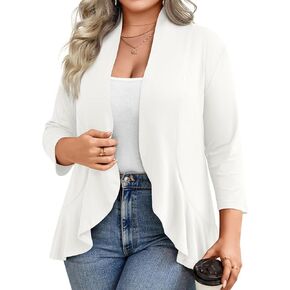 Anymiss Women's Spring Summer Plus Size Open Front Cardigan 3/4 Sleeve Lightweight Ruken HEM 1X-6X in Kuwait