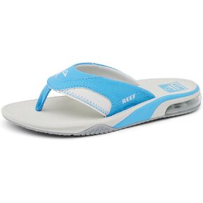 Reef Boy's Kids Fanning Flip-Flop, Light Grey/Light Blue, 5 Big