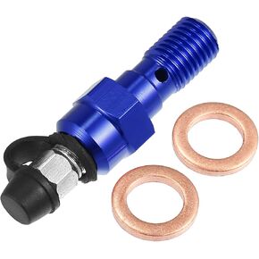 X AUTOHAUX 1 Set Motorcycle Brake Master Cylinder Caliper M10x1.25 Bleeder Screw Bleeder Bolt Kit Nipple Dust Cap Blue