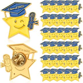 Hoteam Graduation Gifts 2025 Smile with Graduation Cap Lapel Pin Bulk Enamel Congrats Grad Brooch for Graduate End of Year Student Gifts Teacher Backpacks Decoration