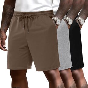 3 Pack Big and Tall Men's Bermuda Athletic Shorts Plus Size Casual Drawstring Elastic Waist Sweat with 3 Pockets