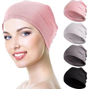 Zhanmai 4 Pcs Women's Slouchy Beanie Soft Chemo Headwear Breathable Cancer Sleep Hats