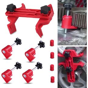 9 PCS Car Dual Cam Clamp Camshaft Kit, Car Anti Slip Dual Camshaft Clamp, Camshaft Engine Timing Sprocket Gear Locking Tool Kit, Universal for Car Accessories Tools (Red)