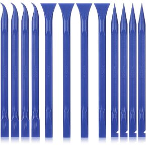 Plastic Scrapers Tool, 12 PCS Non-Scratch Scraper Multi-purpose Small Detailing Cleaning Scraper Set for Car Cleaning Supplies Kitchen Crevices (Blue)