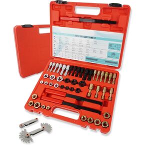 51 Pieces Thread Repair Tool Kit, Thread Chaser Set with 22 Taps 24 Dies 3 Thread Files 2 Thread Gauges, UNC UNF & Metric Thread Restorer Tool Master Thread Rethreading Kit
