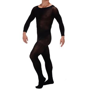 RUIBAVYA Men'S Bodystocking Bodysuit Lingerie Long-Sleeved Full Body Stocking Sexy Body Stockings