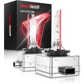 Torchbeam D1S Hid Plusts ، Xenon 6000K 35W HID Bulb مع قاعدة الدعامات المعدنية ، وتصميم مقاوم للماء ، والتوصيل والتشغيل ، حزمة 2 2