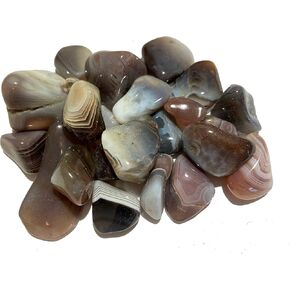 Tumbled Grey Botswana Agate Gemstones in Velvet Bag (1 Pound)