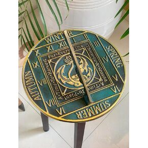 Brass Season Cycle Garden Sundial, Home & Garden Decor Vinatge Solid Brass with Verdigris Highlights - Birthday Gift, Wedding Gift, Couple Gift Sundial