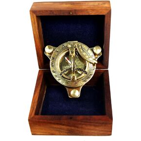 Ectoria 3" Sundial Compass - Brass with Wood Box