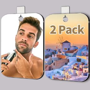 2 Pack Shower Mirror Fogless for Shaving, Larger 10.7x8 inch Plexiglass Hand Mirror for Shower, Plastic Small Wall Mirror for Travel, Unbreakable Shower Little Mirror, Camping Mirror, Hanging, Espejos