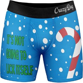 Crazy Dog T-Shirts It's Not Going To Lick Itself Mens Boxers Funny Christmas Candycane Sarcastic Innuendo Underwear