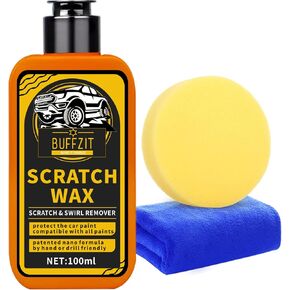 Car Scratch Remover & Polishing Compound - Eliminates Light Scratches, Hazy Paint, and Swirl Marks, Includes Sponges and Towels, 100ML/3.4oz