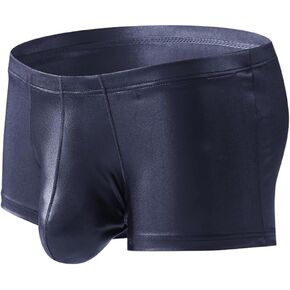 Men's Imitation Leather Underwear Trunks Low Rise Pouch Boxer Briefs