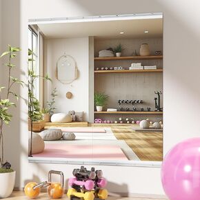 مرآة الصالة الرياضية المنزلية ، 48 '× 24' '× 2pcs ، مرآة كبيرة للكامل لليوغا ، والزجاج المقسى بدون إطار ، وجدار مثبت على صالة الألعاب الرياضية المنزلية ، والمرآب ، وغرفة النوم ، والحمام