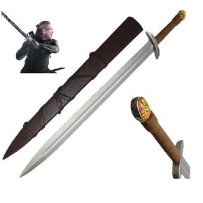 The last kingdom real sword Steel sword of Uhtred - war sword,Warrior sword, Seax, viking sword Functional with Sheath viking Gifts self defense weapons (Last kingdom sword)